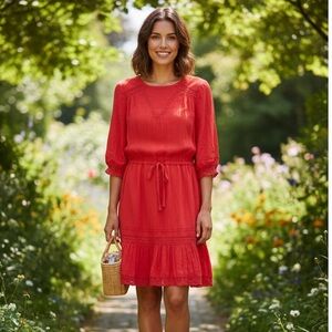Maje Sz S Ronsard Red Romantic Feminine Dress
